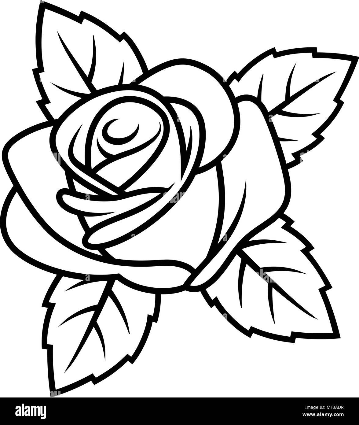 Croquis de Rose isolé sur fond blanc. Pour utiliser le motif du tissu, tatouage, motif et de décorer des cartes de vœux, invitations Illustration de Vecteur