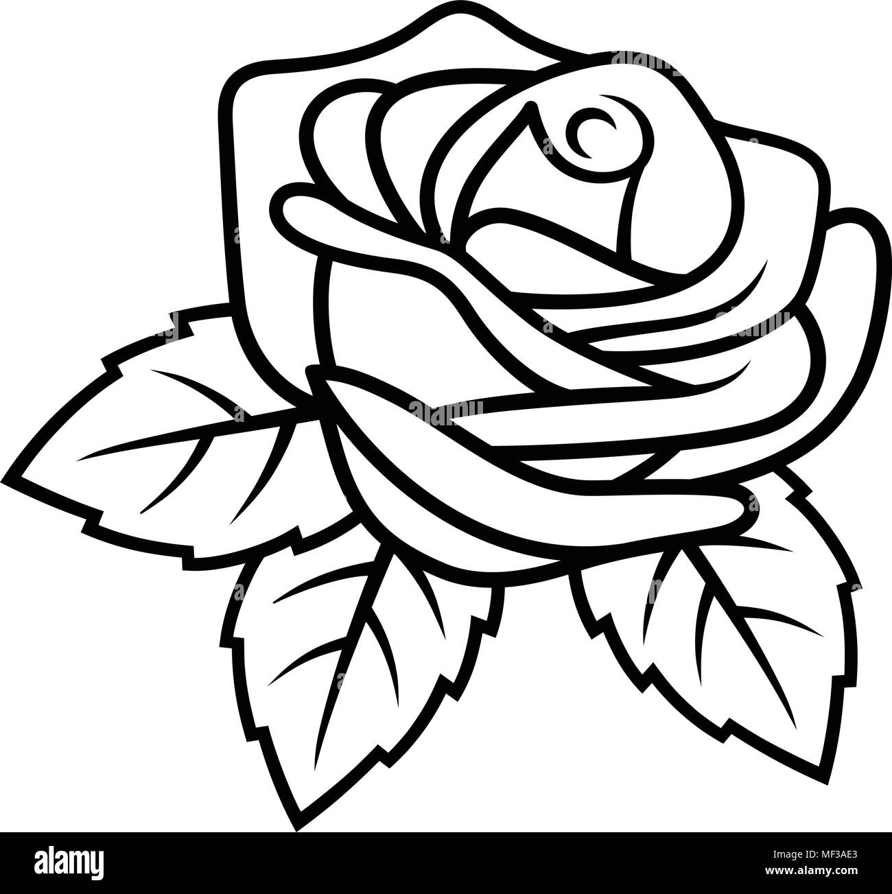Croquis de Rose isolé sur fond blanc. Pour utiliser le motif du tissu, tatouage, motif et de décorer des cartes de vœux, invitations Illustration de Vecteur