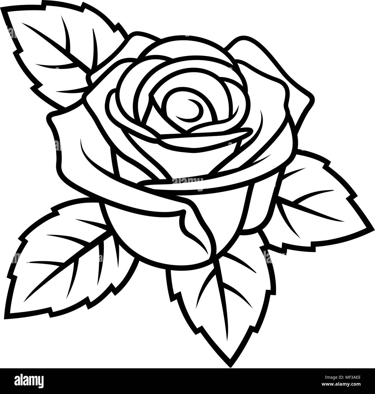 Croquis de Rose isolé sur fond blanc. Pour utiliser le motif du tissu, tatouage, motif et de décorer des cartes de vœux, invitations Illustration de Vecteur