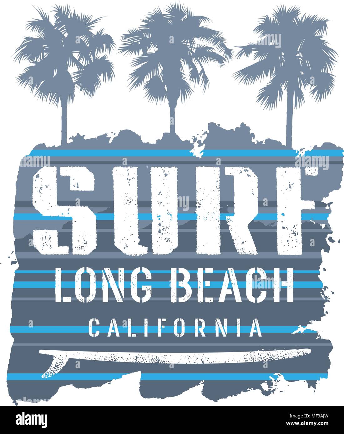 L'oeuvre de surf. Long Beach Californie T-shirt apparel imprimer des graphiques. Vintage Graphic Tee. Vector Illustration sur le thème du surf en Californie Illustration de Vecteur