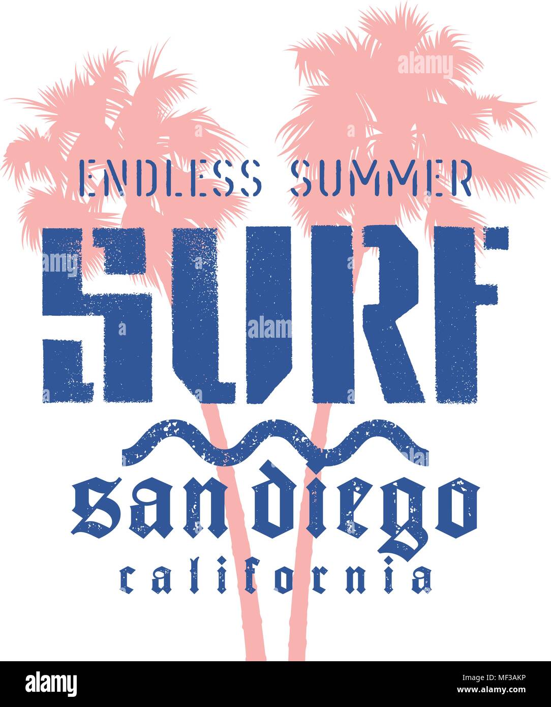 L'oeuvre de surf. Californie Surf t-shirt design graphique. Vintage Graphic Tee. Vector Illustration sur le thème du surf en Californie Illustration de Vecteur