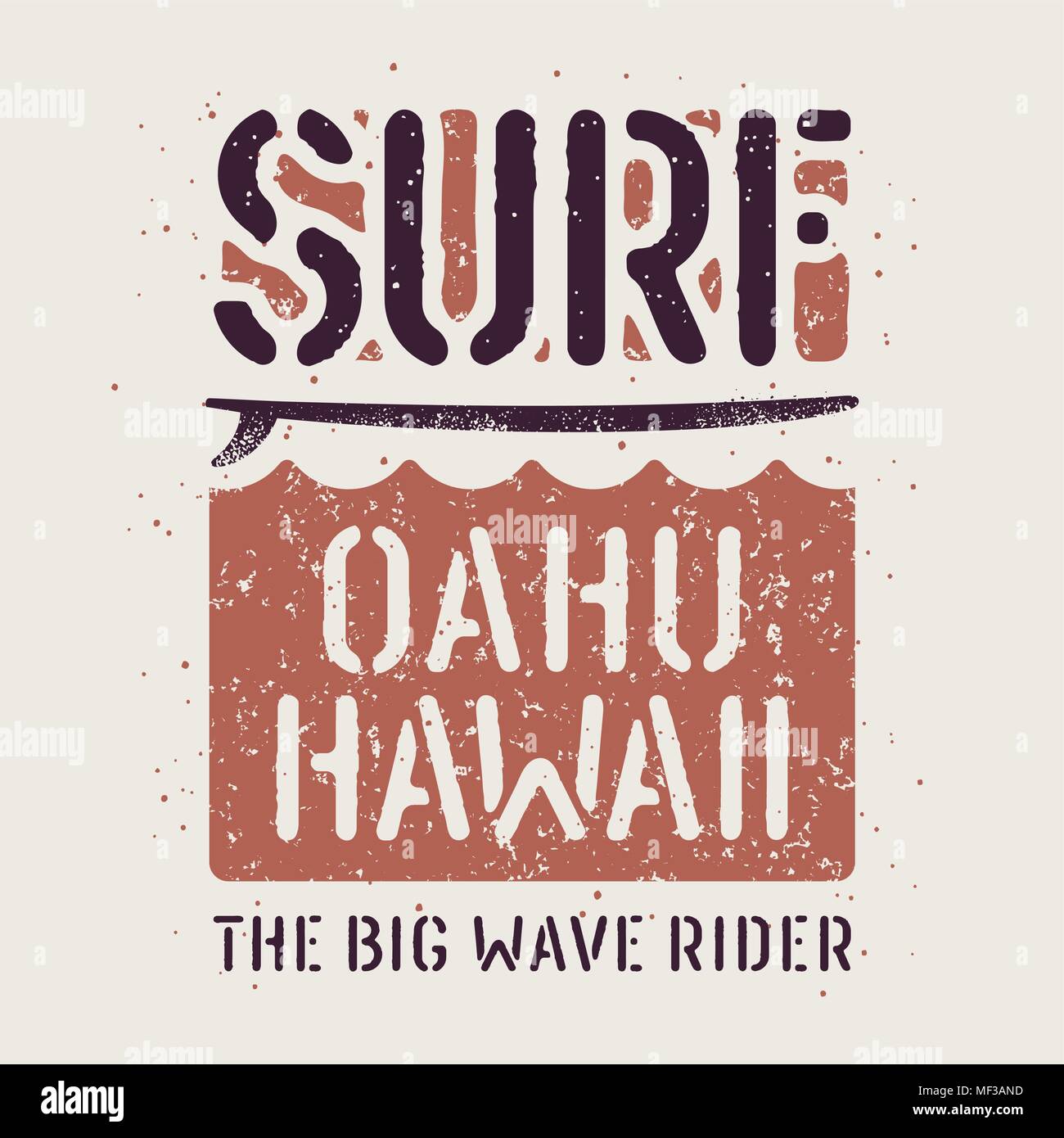 L'oeuvre de surf. Hawaii surf t-shirt design. Vintage Graphic Tee. Vecteurs Illustration de Vecteur