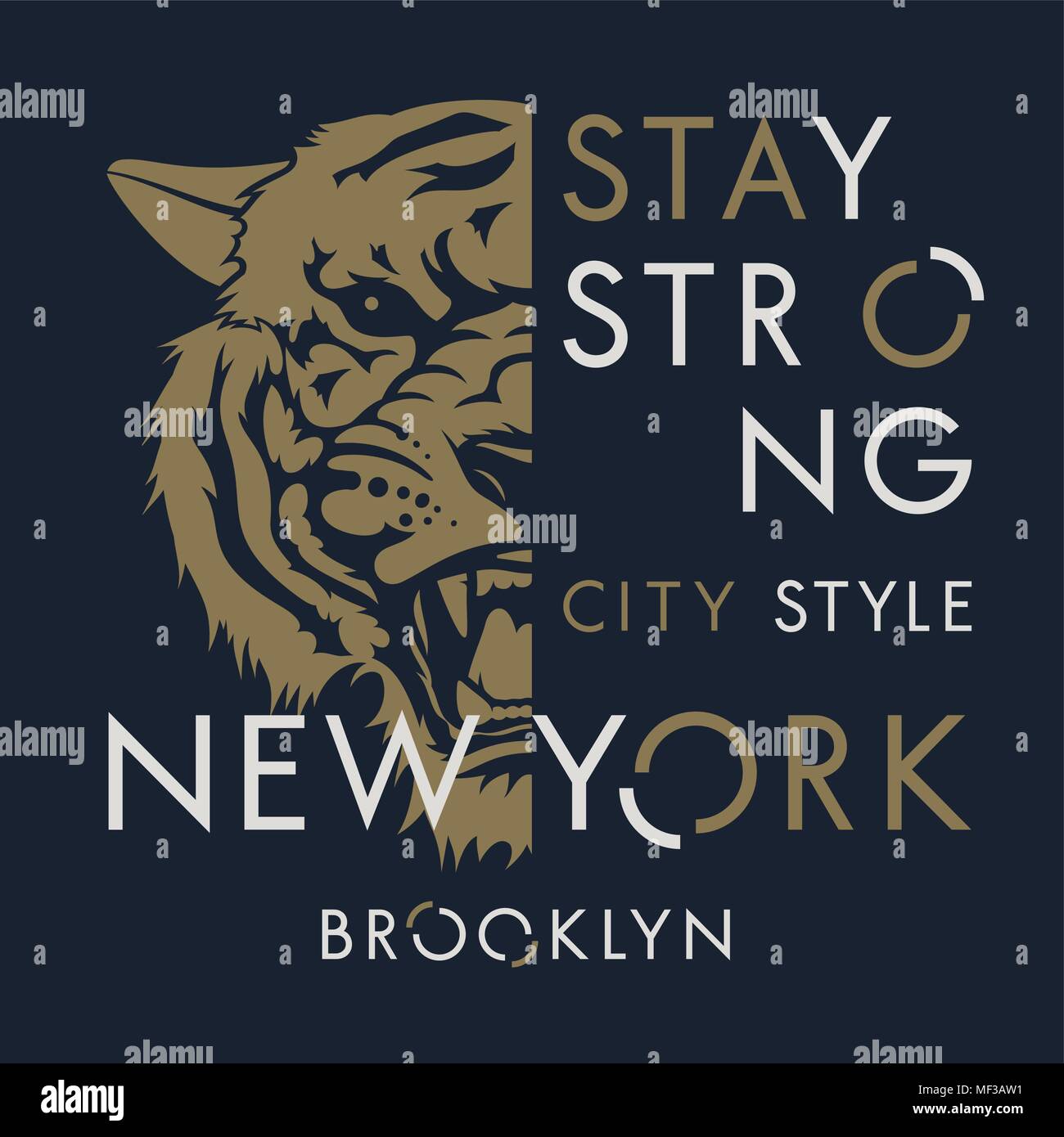 Tiger t-shirt print design. La typographie de la ville de New York. Tee graphiques. Vector illustration Illustration de Vecteur