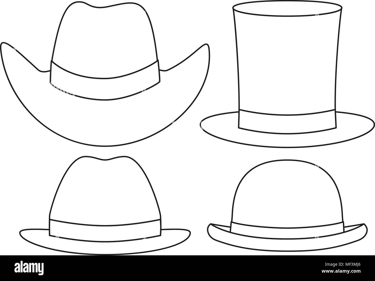 Les dessins au trait noir et blanc chapeau élément 4 Image Vectorielle  Stock - Alamy