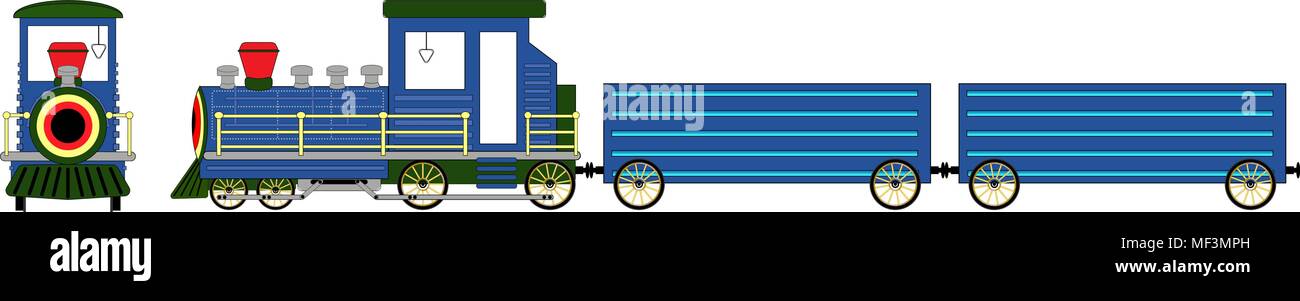 Locomotive à vapeur isolé sur fond blanc bleu vector illustration Illustration de Vecteur