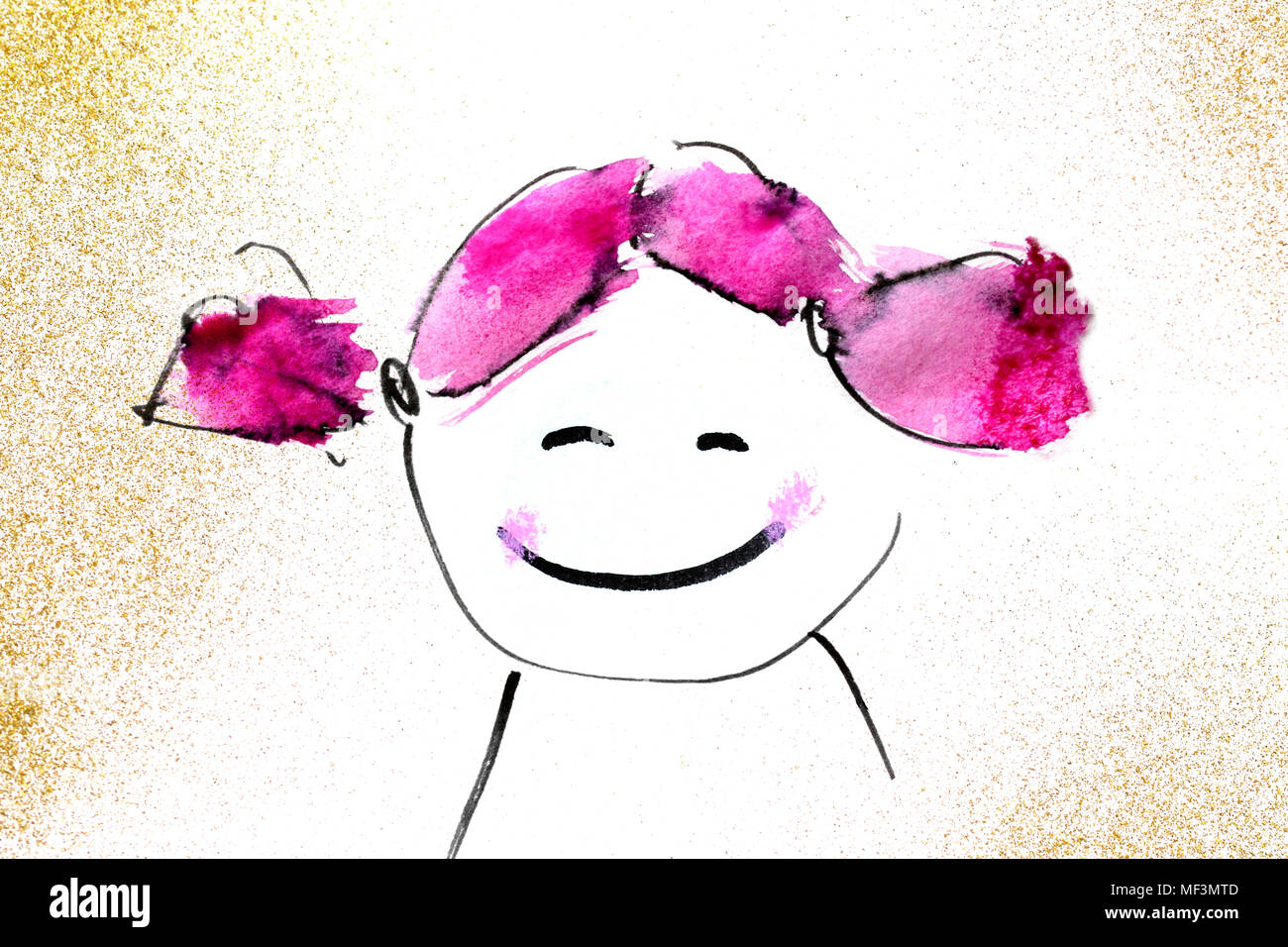 Dessin d'un visage de la fille Banque D'Images