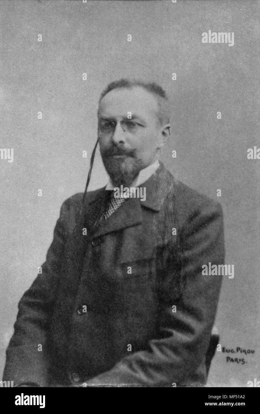 Portrait de Jules Marie ( 1851 - 1922 ) écrivain français - photographie par Eugène Pirou ( 1841 - 1909 ) Banque D'Images