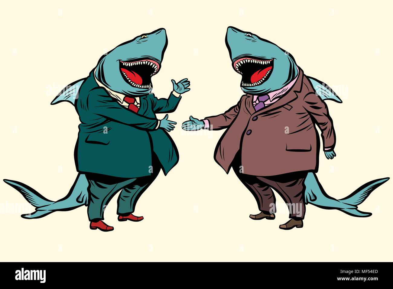 Les négociations d'entreprise traitent de requins Illustration de Vecteur