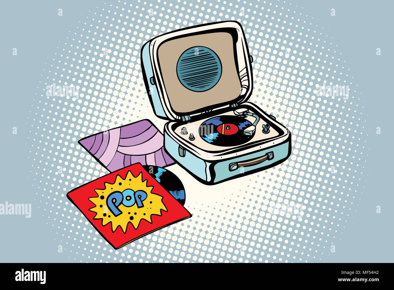Retro record player, gramophone. Vinyle Pop Illustration de Vecteur