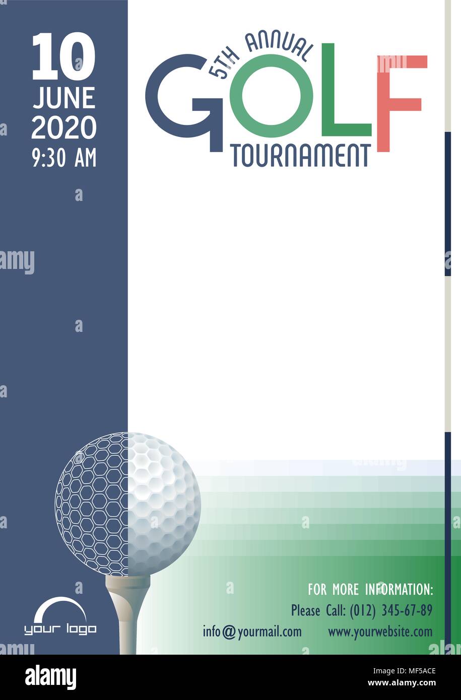 Tournoi de golf annuel du modèle d'affiche. Place pour votre message texte. Vector illustration. Illustration de Vecteur