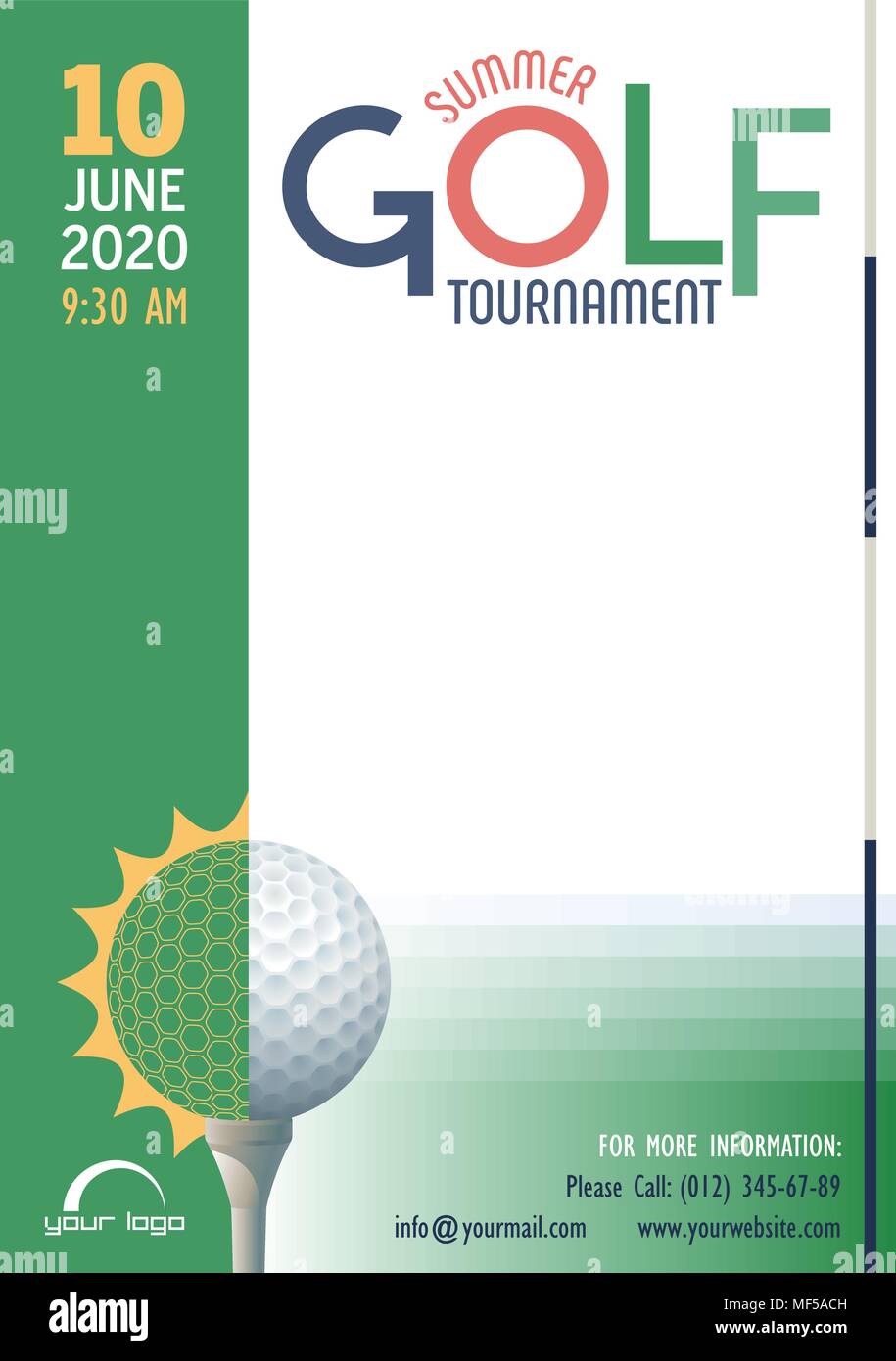 Tournoi de Golf de l'été modèle d'affiche. Place pour votre message texte. Vector illustration. Illustration de Vecteur