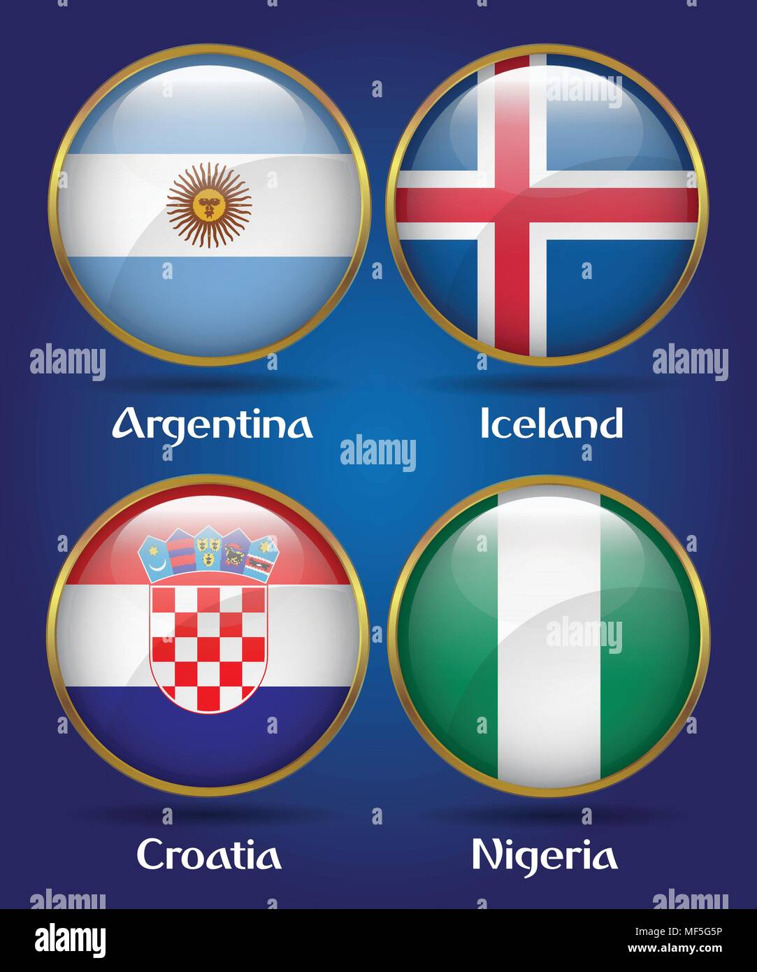 Championnat du Monde de Football 2018 Icône Drapeaux Illustration de Vecteur