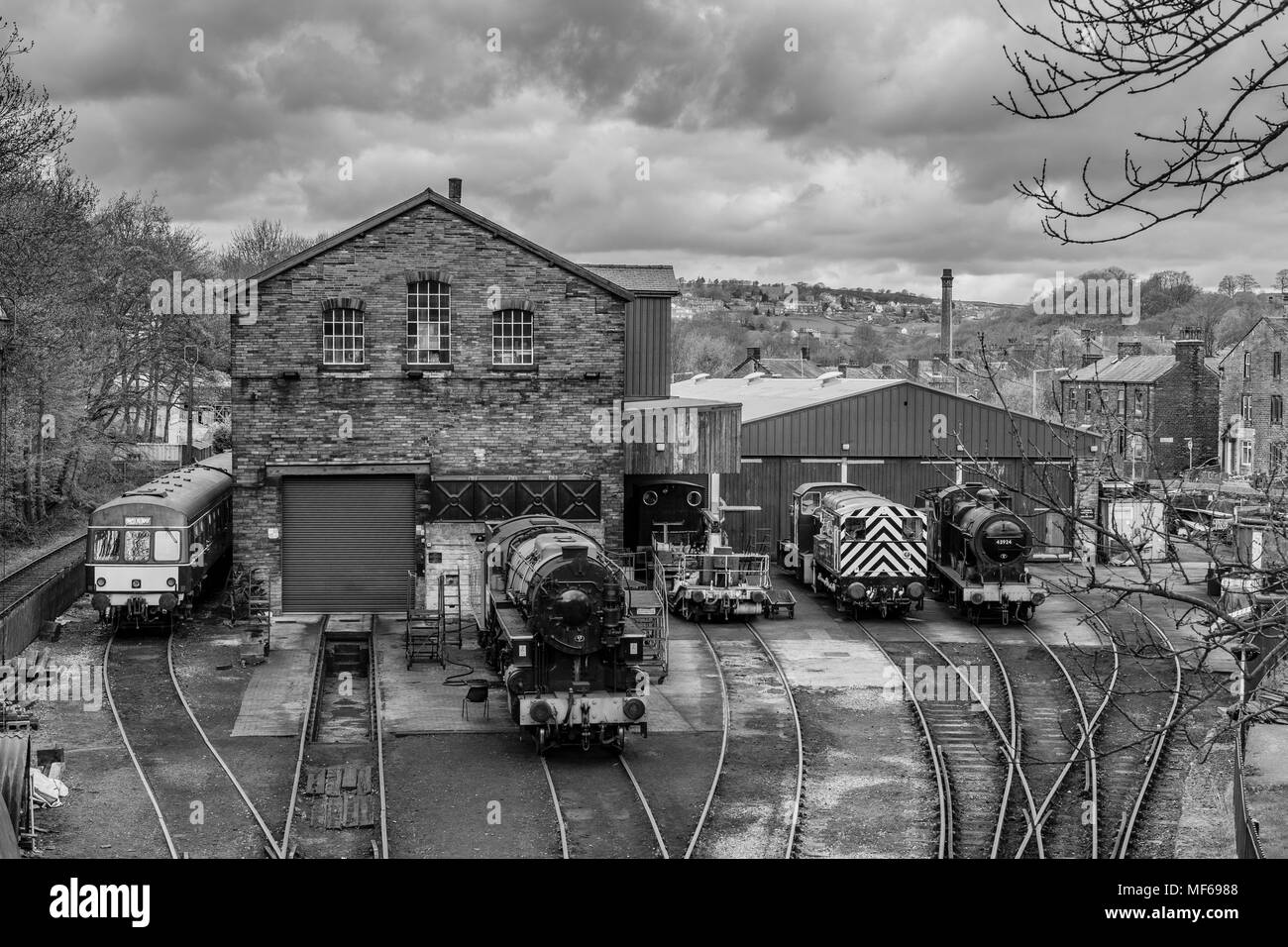 Haworth Gare sur la ligne de chemin de fer de la vallée d'une valeur de Keighley. Banque D'Images