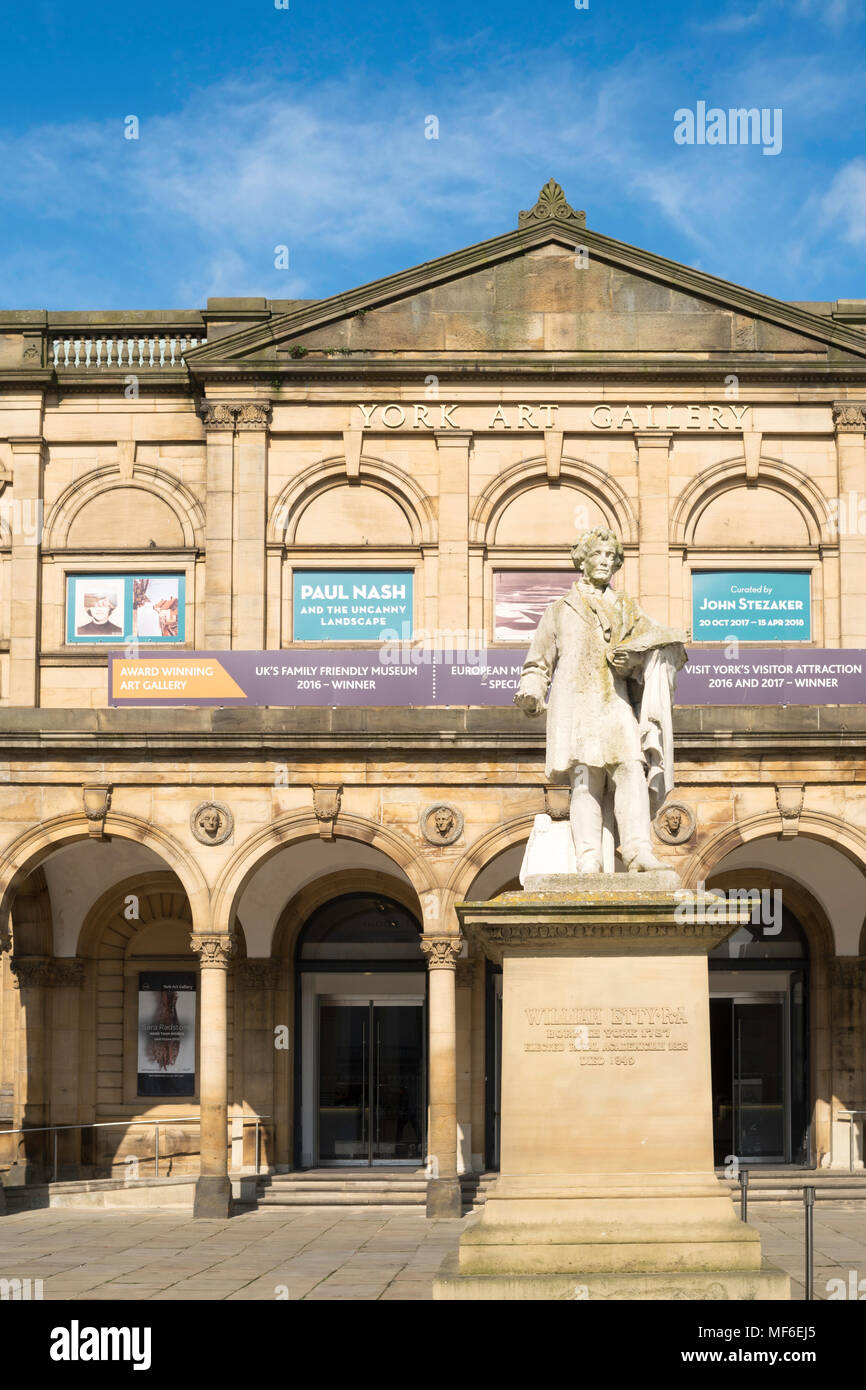 Statue de l'artiste William Etty à l'extérieur de la galerie d'Art de New York, York, Yorkshire, Angleterre, Royaume-Uni Banque D'Images