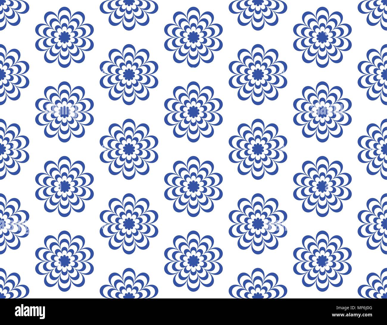 Circulaire bleu à motifs de fleurs avec un beau motif à rayures pétales. Vecteur florale arrière-plan. Modèle naturel, thème marine Illustration de Vecteur