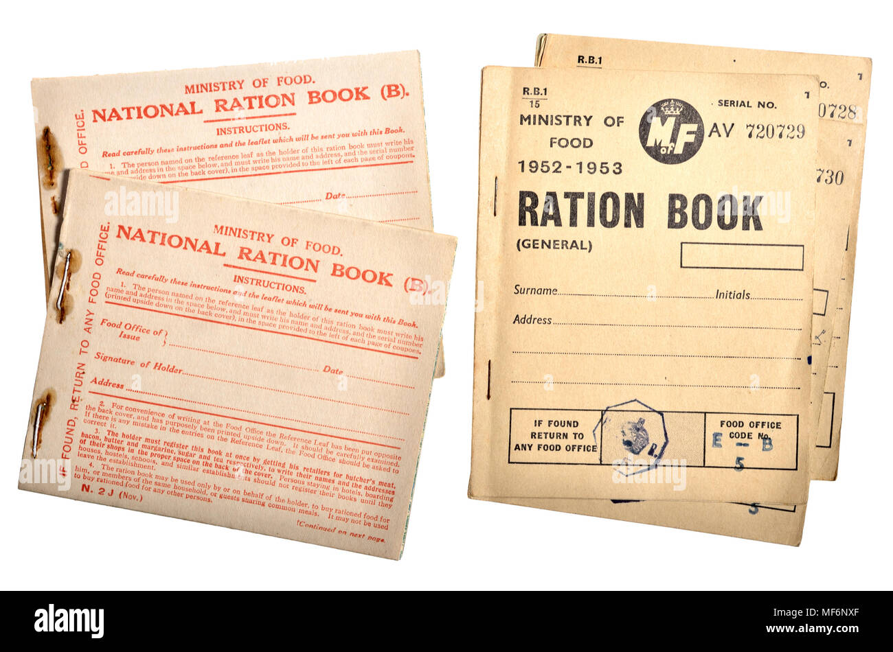 Première et Seconde Guerre mondiale livres Ration Banque D'Images