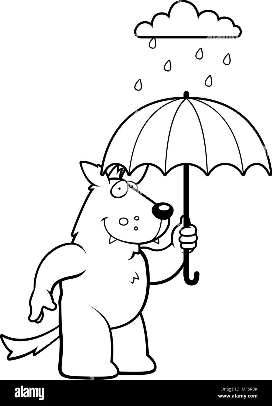 Illustration d'une caricature d'un loup avec un parapluie sous la pluie  Image Vectorielle Stock - Alamy