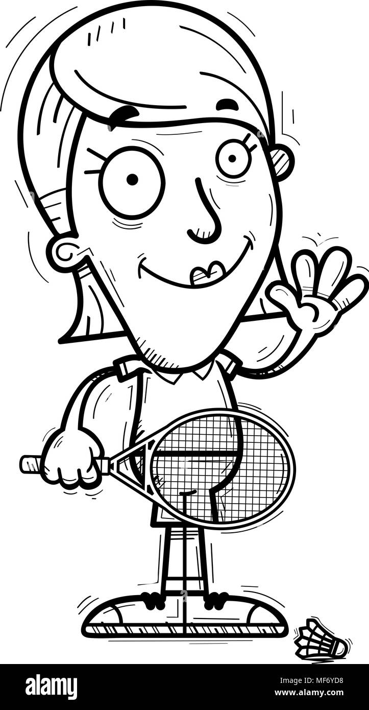Illustration d'une caricature d'un joueur de badminton femme forme. Illustration de Vecteur