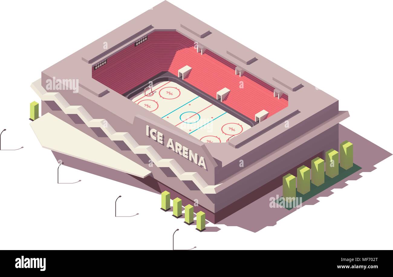 Vector poly faible isométrique patinoire de hockey sur glace Illustration de Vecteur