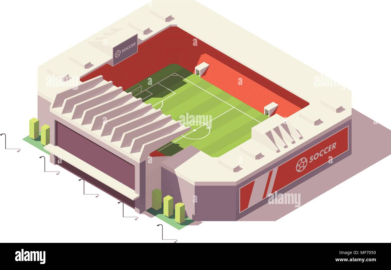 Vector faible stade de soccer poly isométrique Illustration de Vecteur