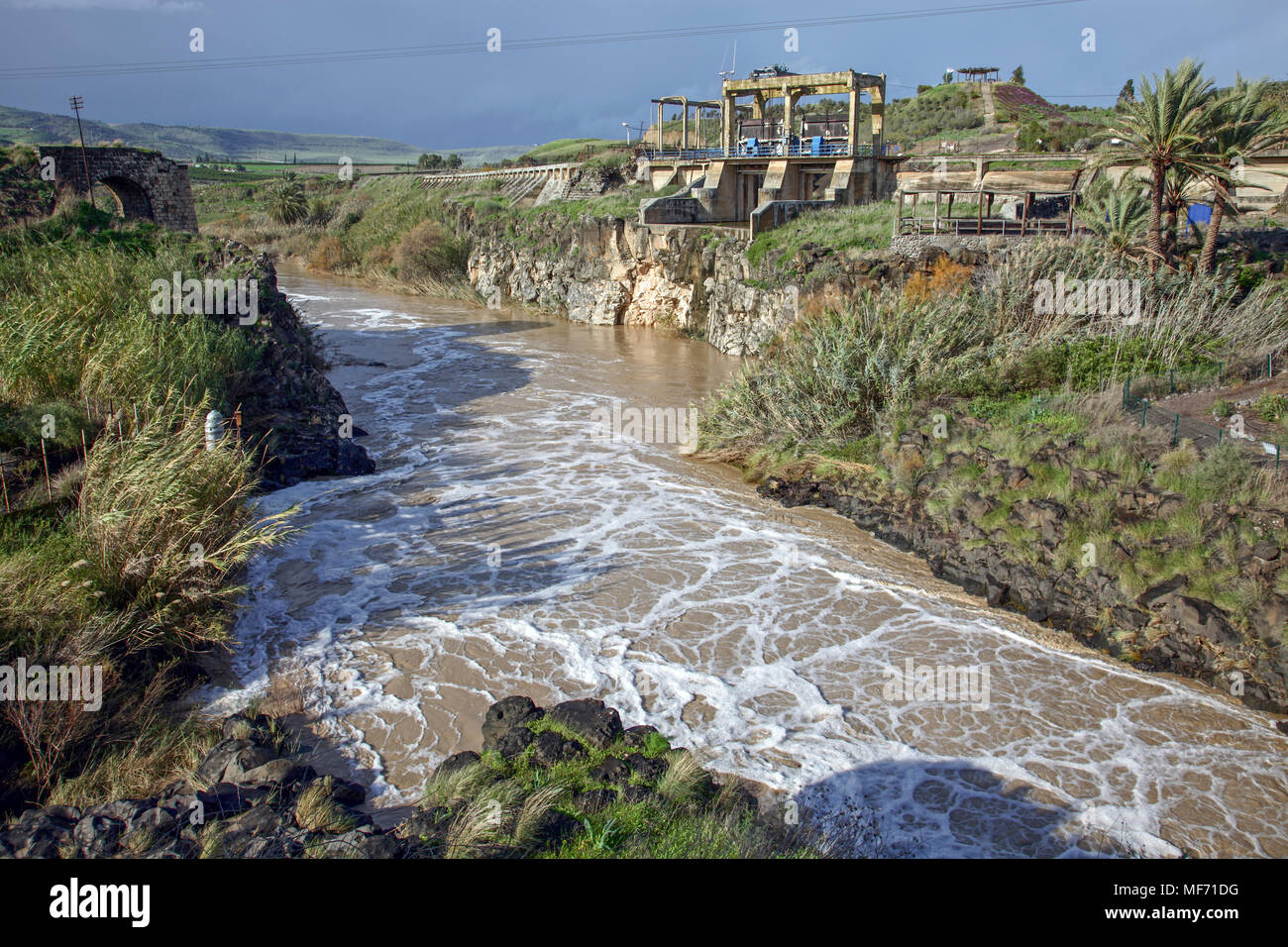 Israël, vallée du Jourdain, à l'île de la paix à l'(maintenant inutilisé) Naharaim usine hydroélectrique sur la frontière jordanienne israélien Banque D'Images