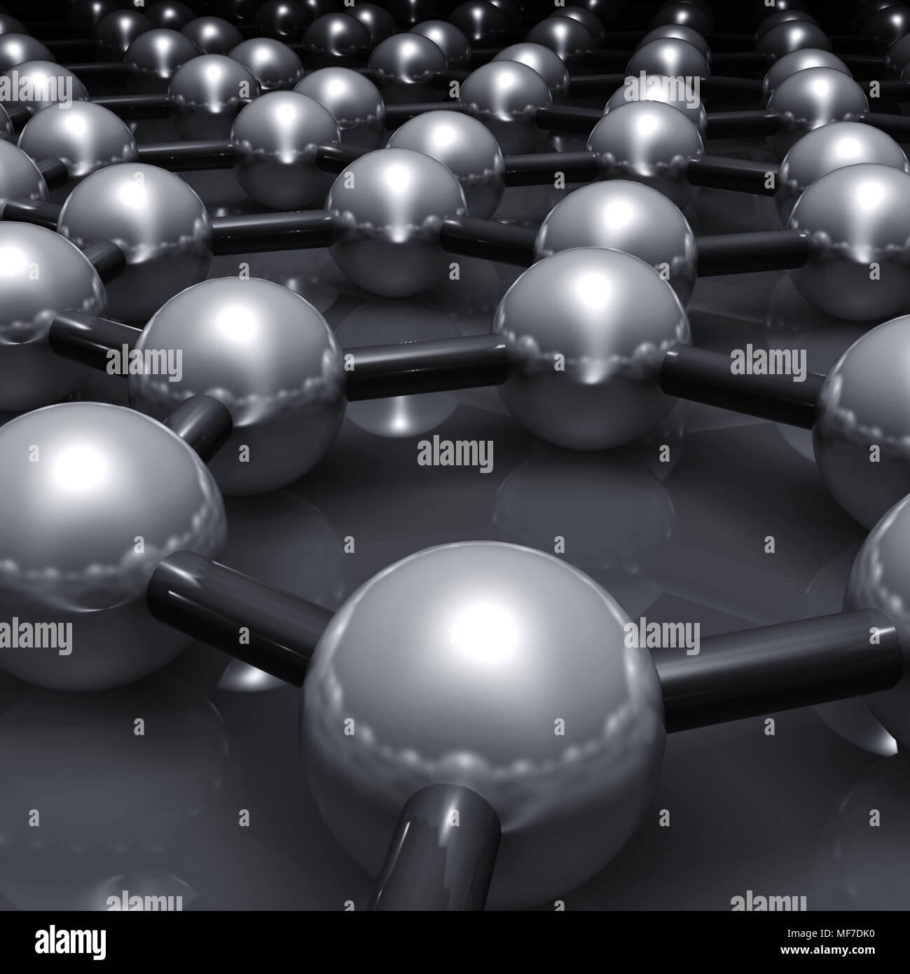 Le graphène, modèle moléculaire de la couche réseau hexagonal d'atomes de carbone. 3d illustration Banque D'Images