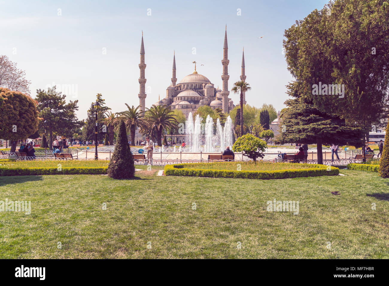 La Turquie, Istanbul, vue sur la Mosquée du Sultan Ahmed Banque D'Images
