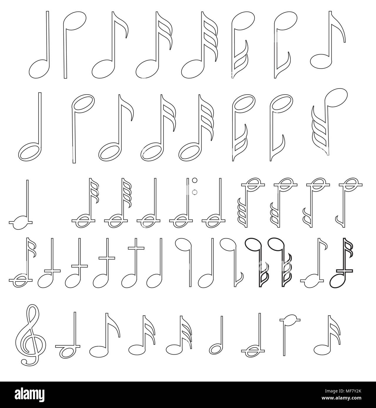 Note de musique de fond avec différents symboles musicaux Image Vectorielle  Stock - Alamy