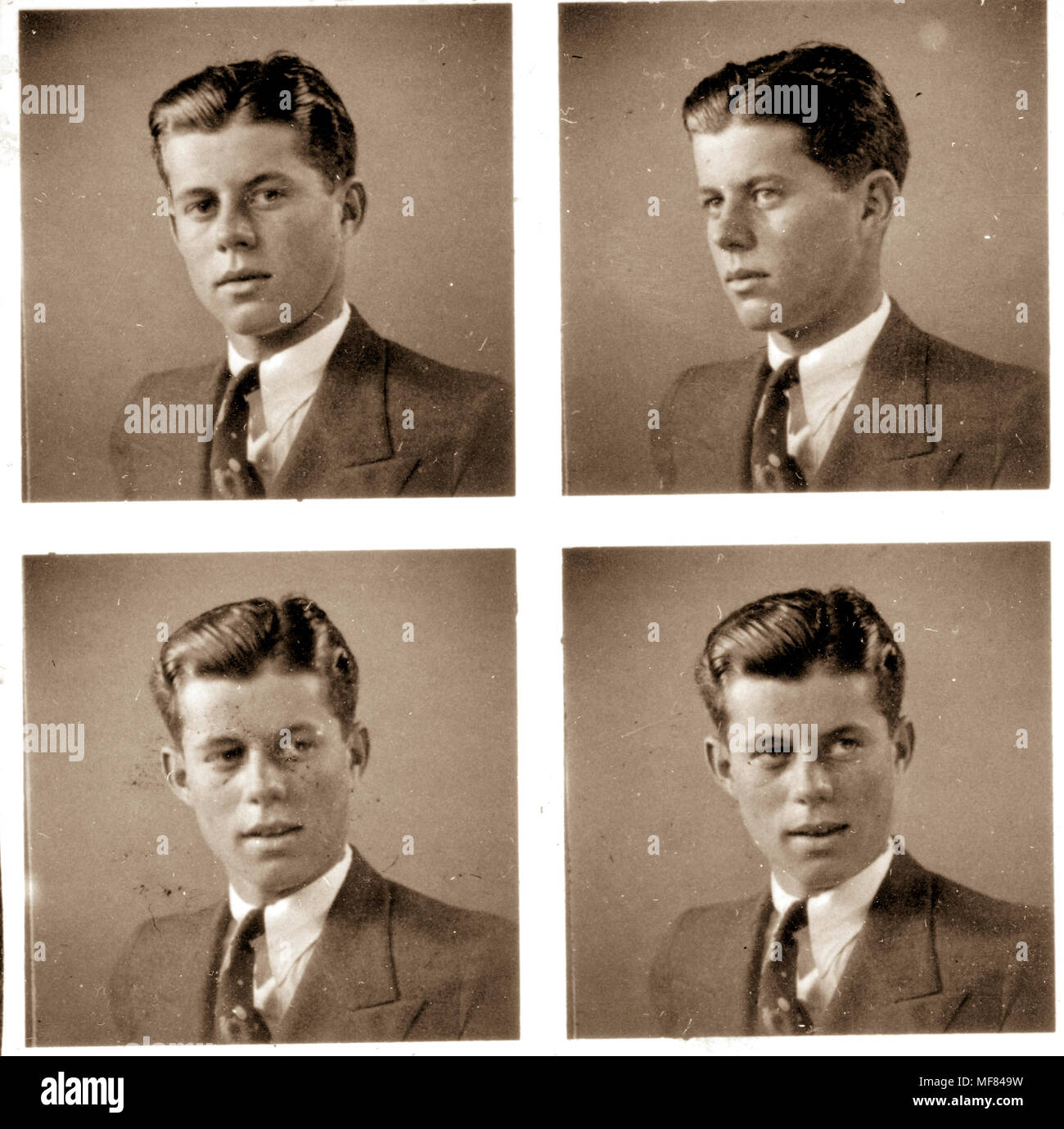PX81-32:143 ch. 1935 quatre photos de John F. Kennedy à l'âge de 18 ans qui pose pour un portrait photographique. Veuillez mentionner :'John F. Kennedy Presidential Library and Museum, Boston' Banque D'Images