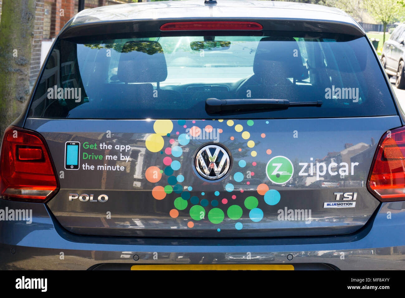 Un VW Polo Zipcar, dans le sud de Londres. Banque D'Images