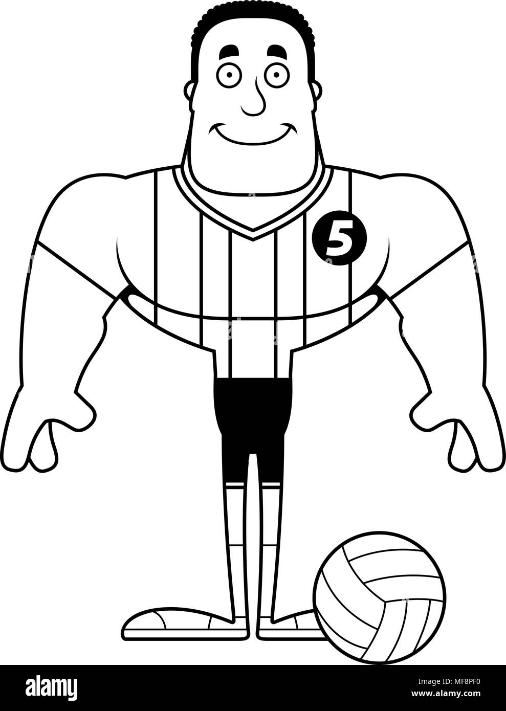 Joueur de volley-ball d'une caricature de sourire. Illustration de Vecteur