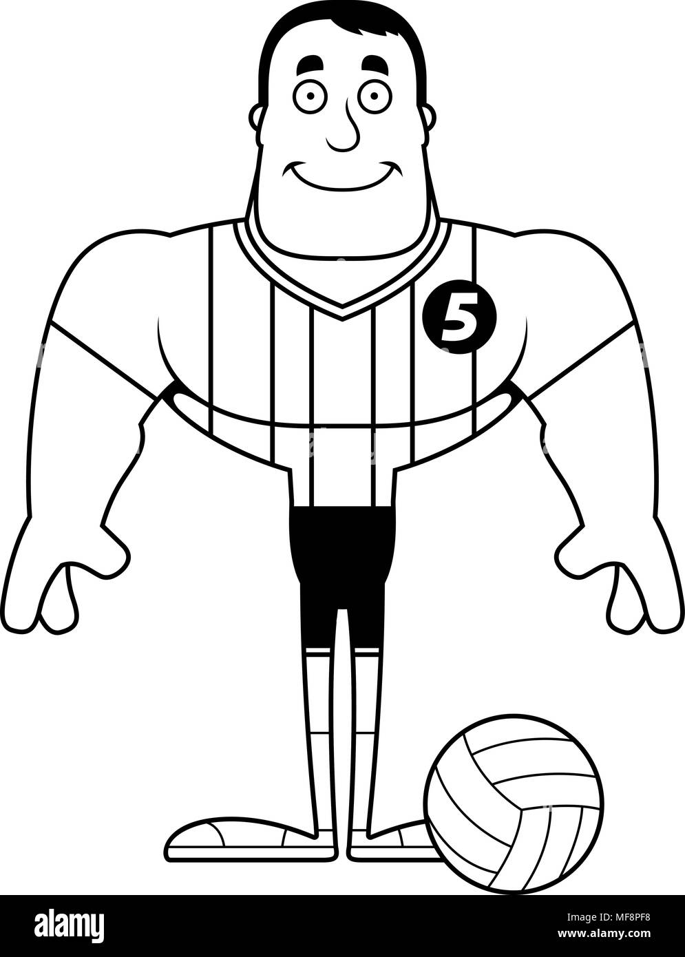 Joueur de volley-ball d'une caricature de sourire. Illustration de Vecteur