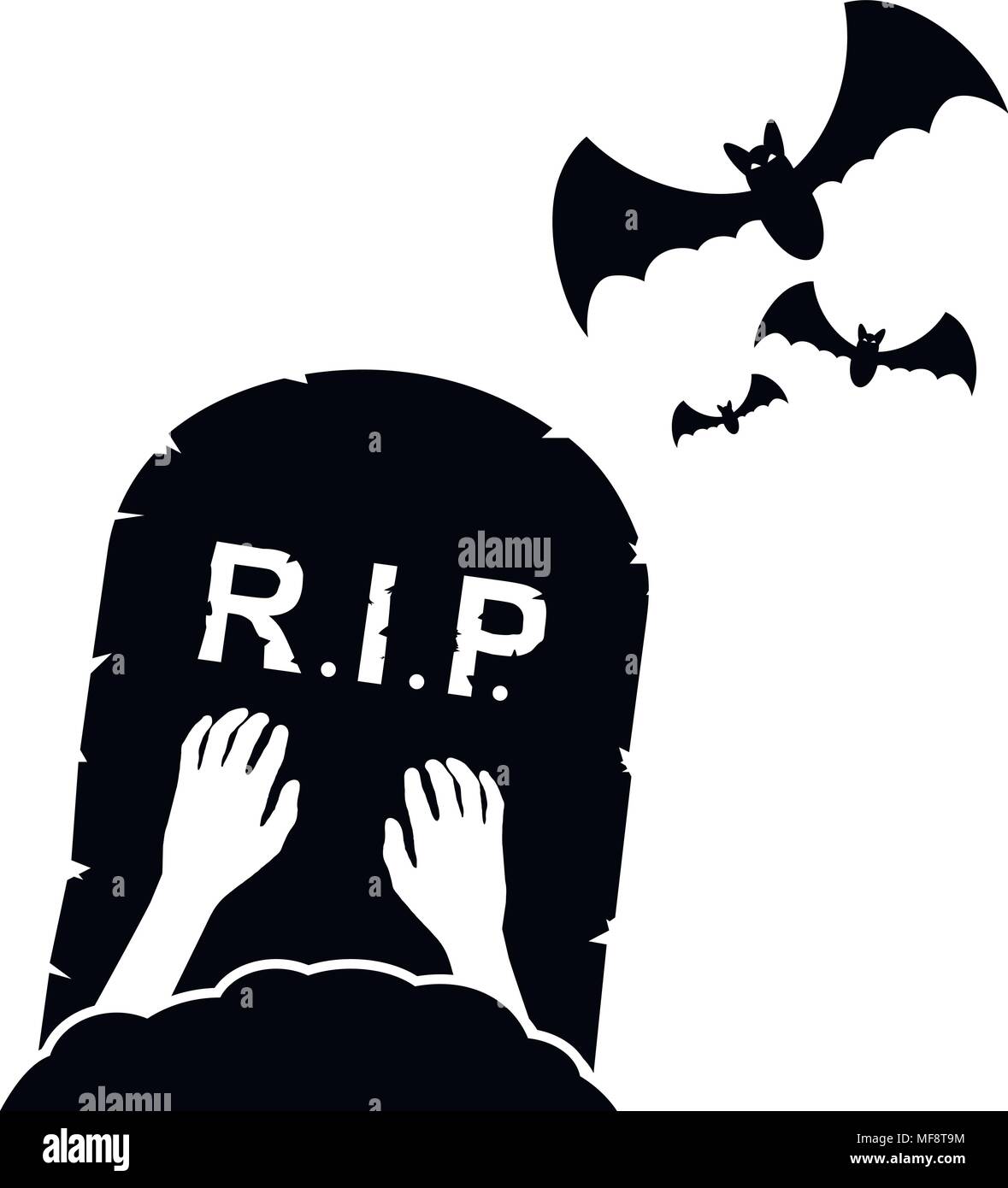 Zombie hands rising sur une tombe. Vector illustration. Illustration de Vecteur