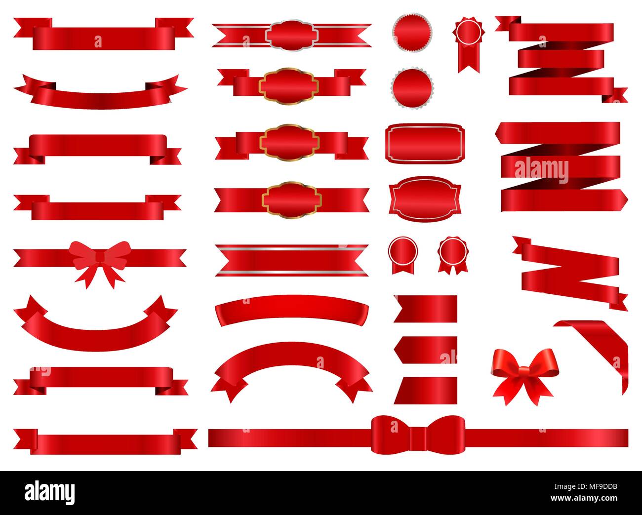 Bannière rouge collection avec arts créatifs Illustration de Vecteur