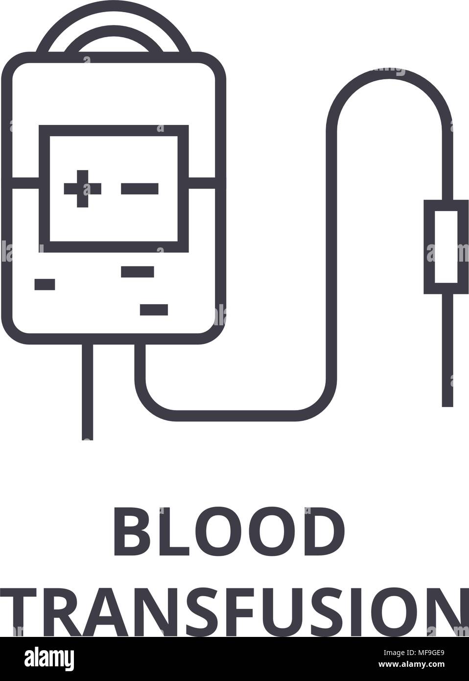 Système de transfusion sanguine l'icône de la ligne mince, signe ...