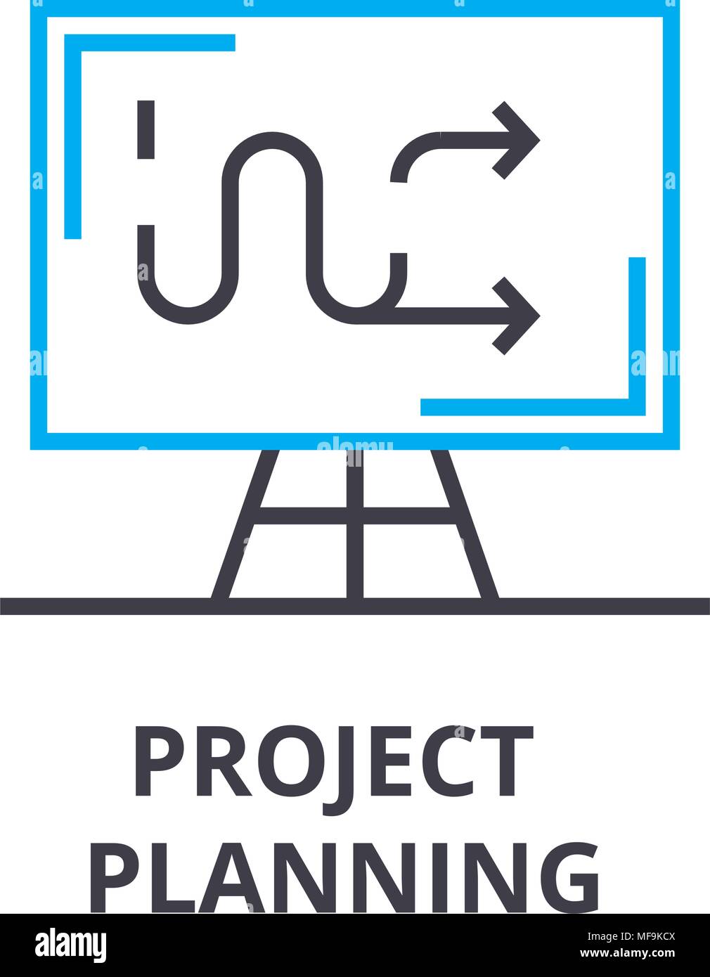 La planification de projet sur l'icône de la ligne mince, signe ...