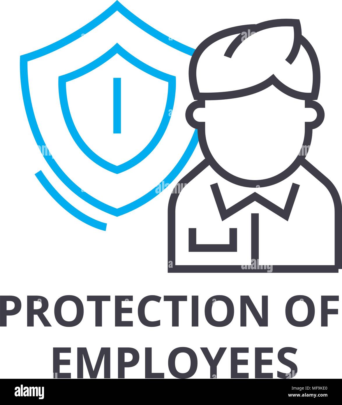 La protection des employés sur l'icône de la ligne mince, signe ...