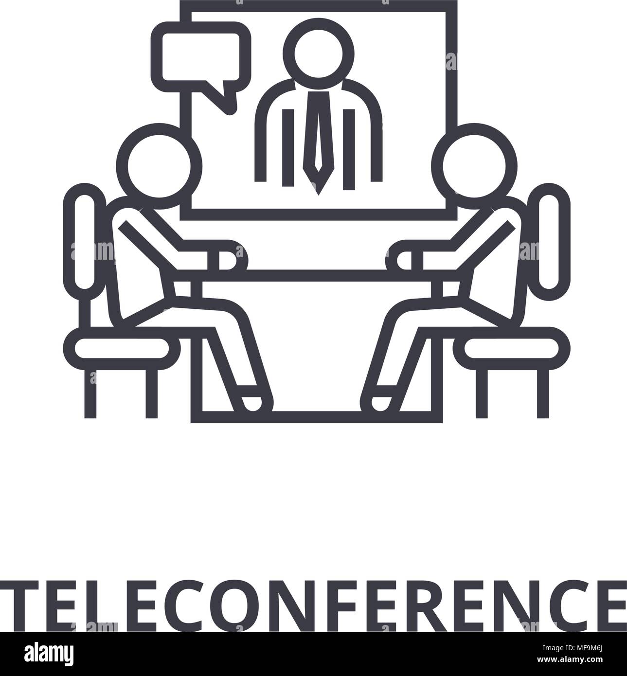Téléconférence sur l'icône de la ligne mince, signe, symbole ...