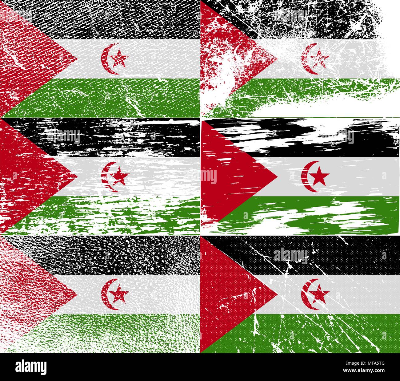 Drapeau du Sahara Occidental avec l'ancienne texture. Vector illustration Illustration de Vecteur