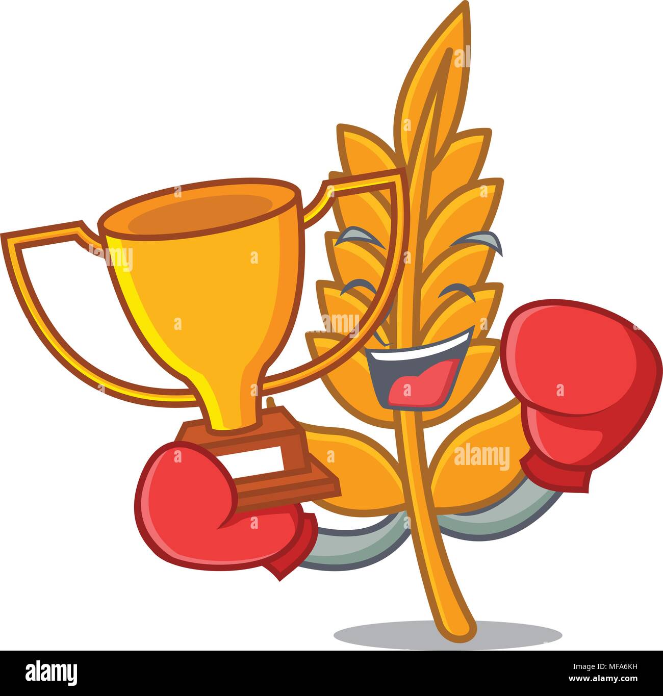 Gagnant de boxe mascot cartoon style blé Illustration de Vecteur