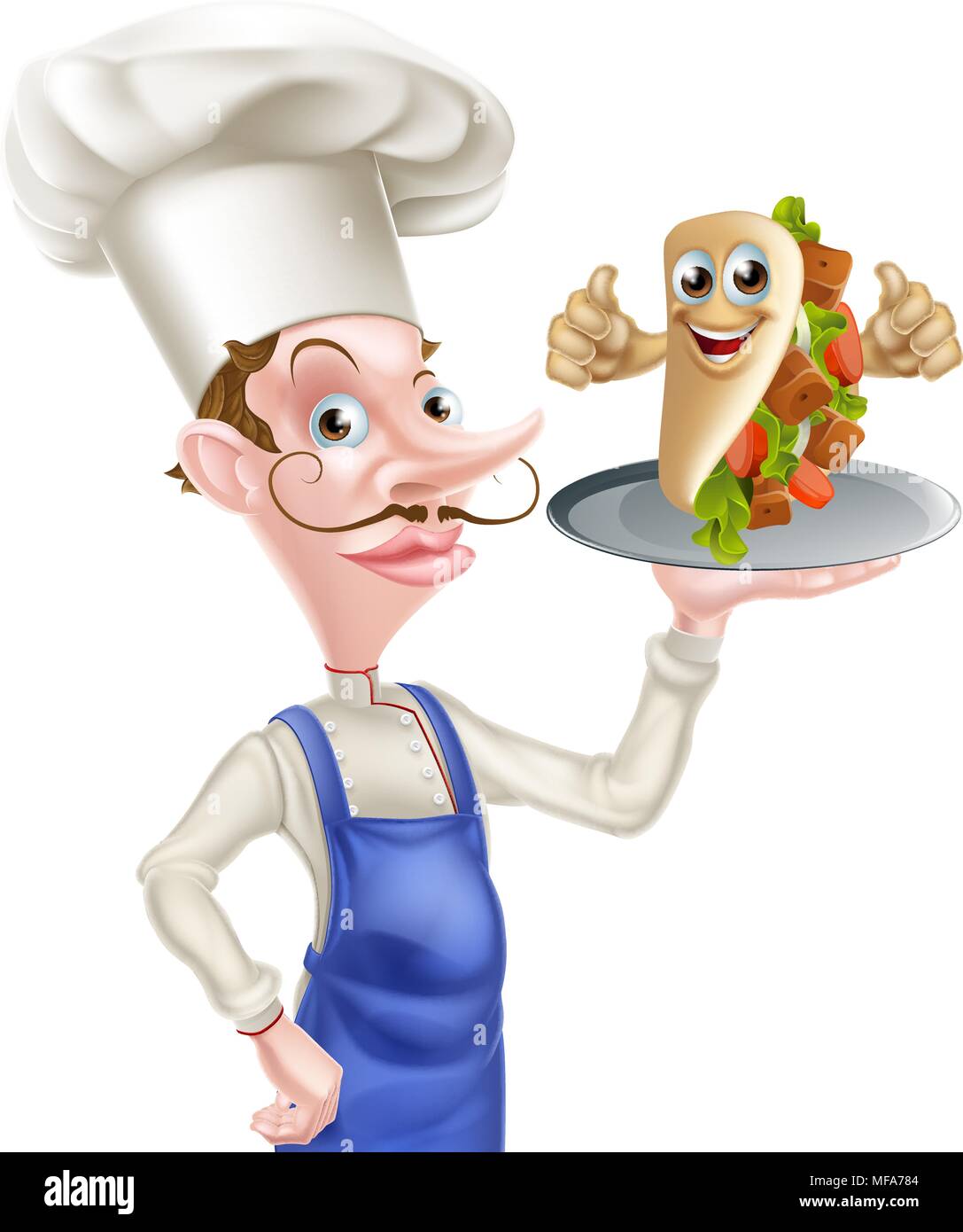 Cartoon Chef holding Kebab Mascot Illustration de Vecteur