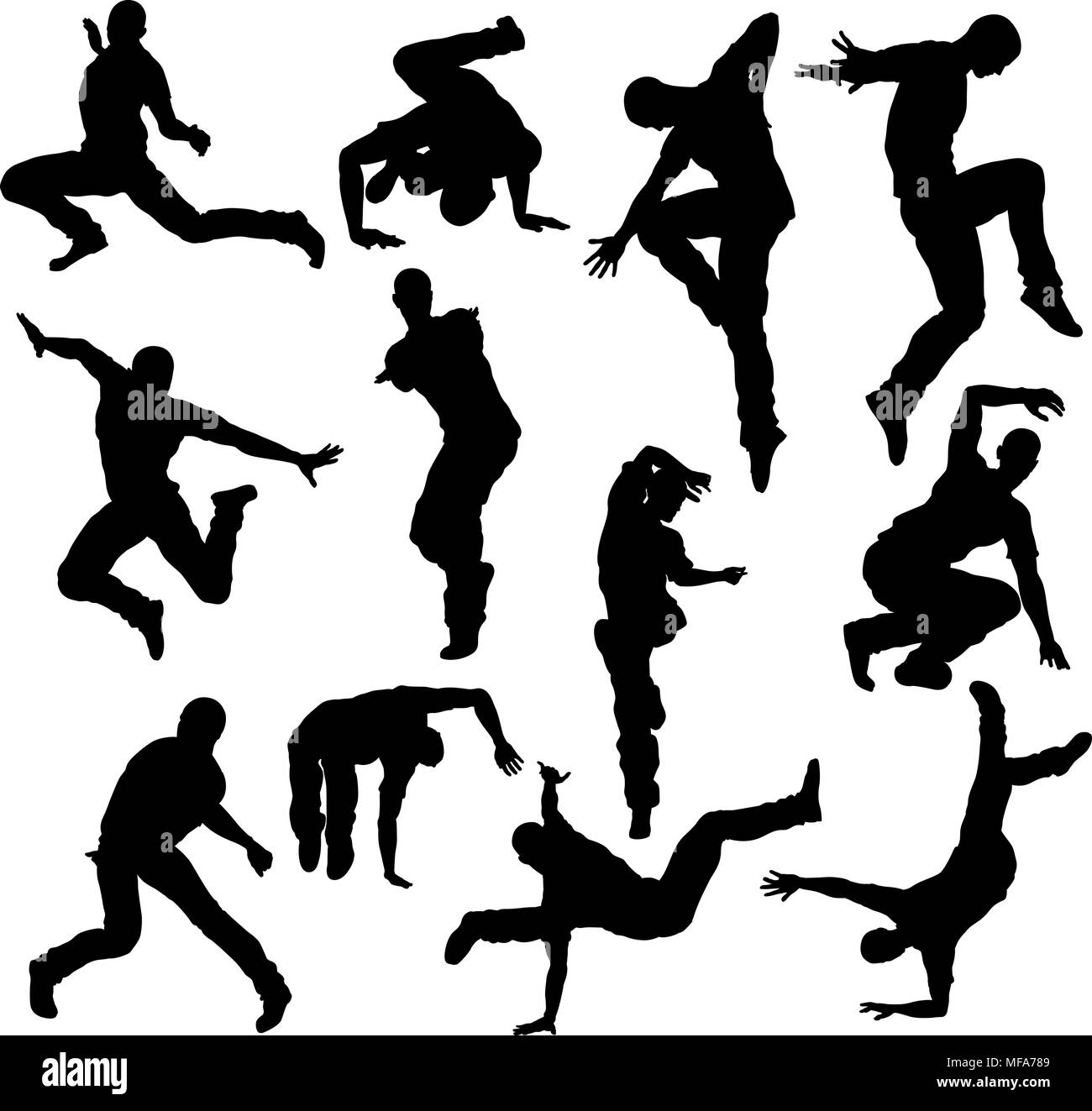 Street Dance Dancer Silhouettes Illustration de Vecteur