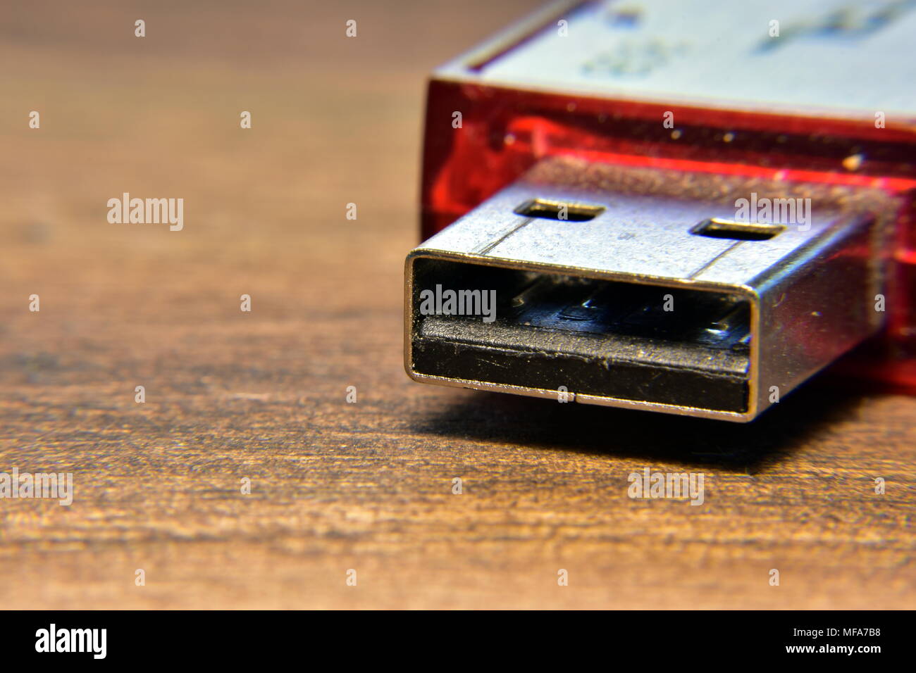 Plan macro sur une clé USB. Banque D'Images
