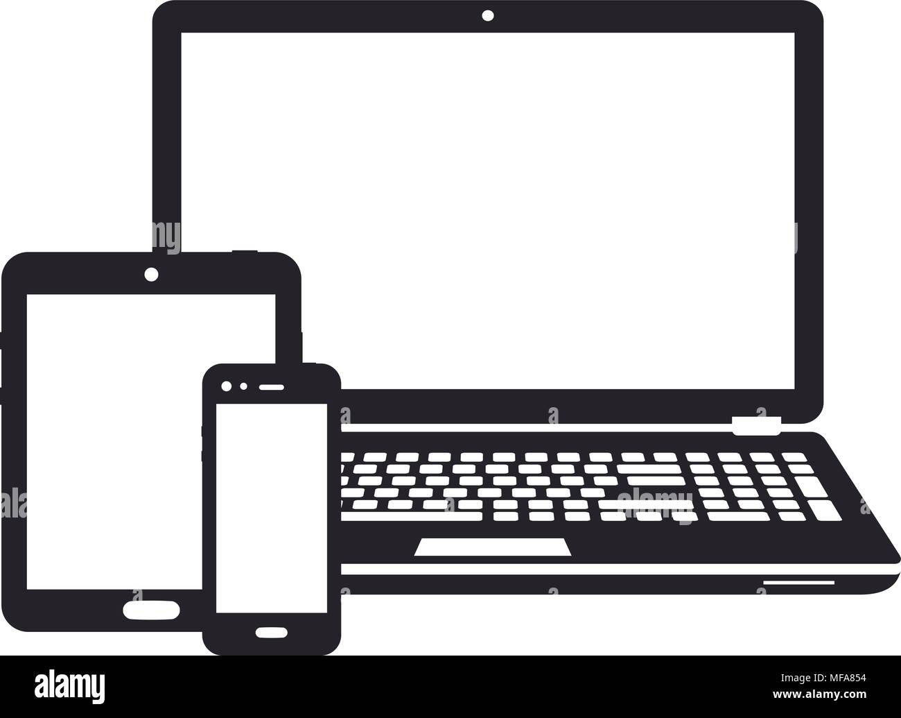Les appareils numériques - ordinateur portable, tablette et smartphone d'icônes. Vector illustration. Illustration de Vecteur