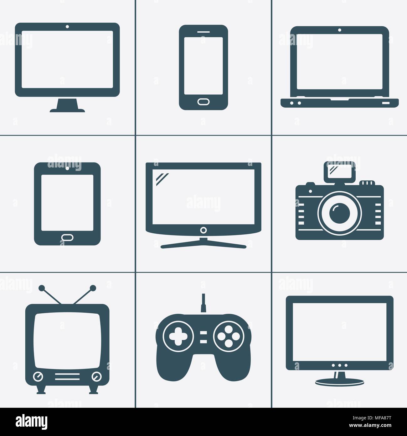 Les appareils numériques modernes et de gadgets électroniques d'icônes. Vector illustration. Illustration de Vecteur