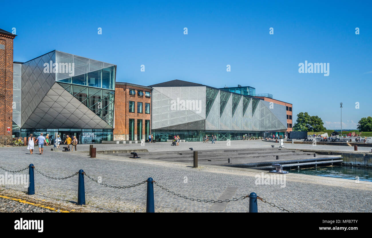 Voir d'Kulturvaerftet, ancien Helsingør Vaerft et centre culturel à la culture Harbour Kronborg, Helsingor, Danemark, Nouvelle-Zélande Banque D'Images