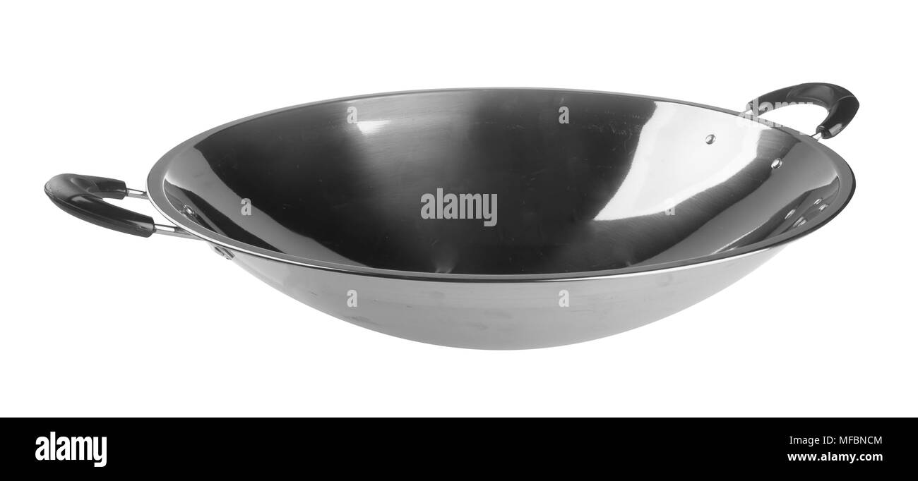 Wok, Wok cuisson Asie sur l'arrière-plan. Banque D'Images