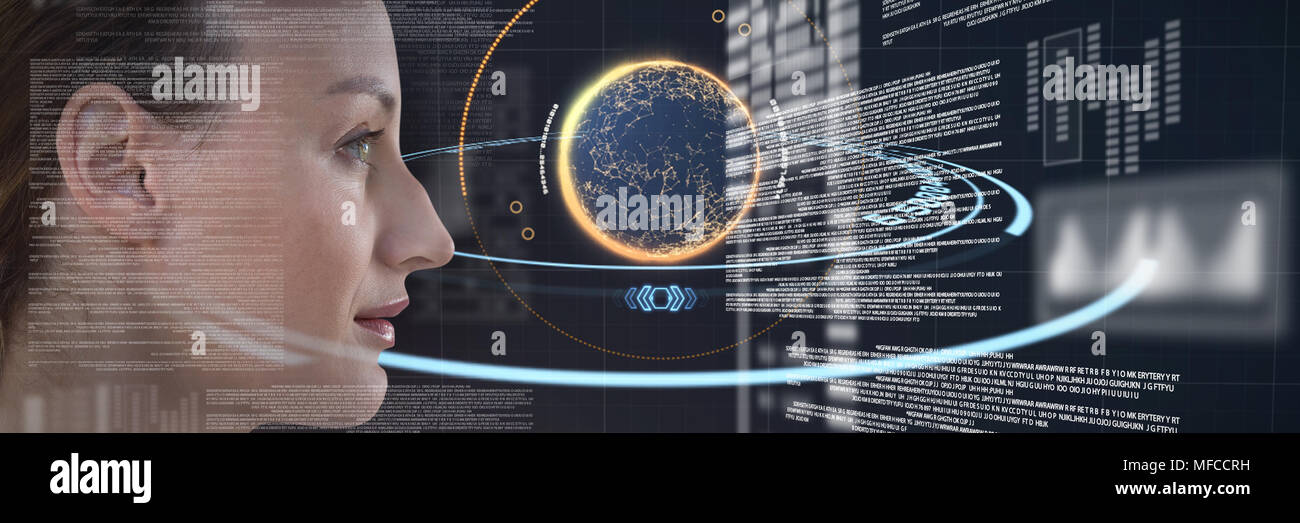 Image composite de close-up of woman Banque D'Images