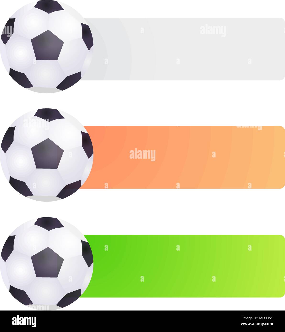 Les étiquettes de couleur avec des ballons de foot, Illustrations vectorielles isolated on white Illustration de Vecteur