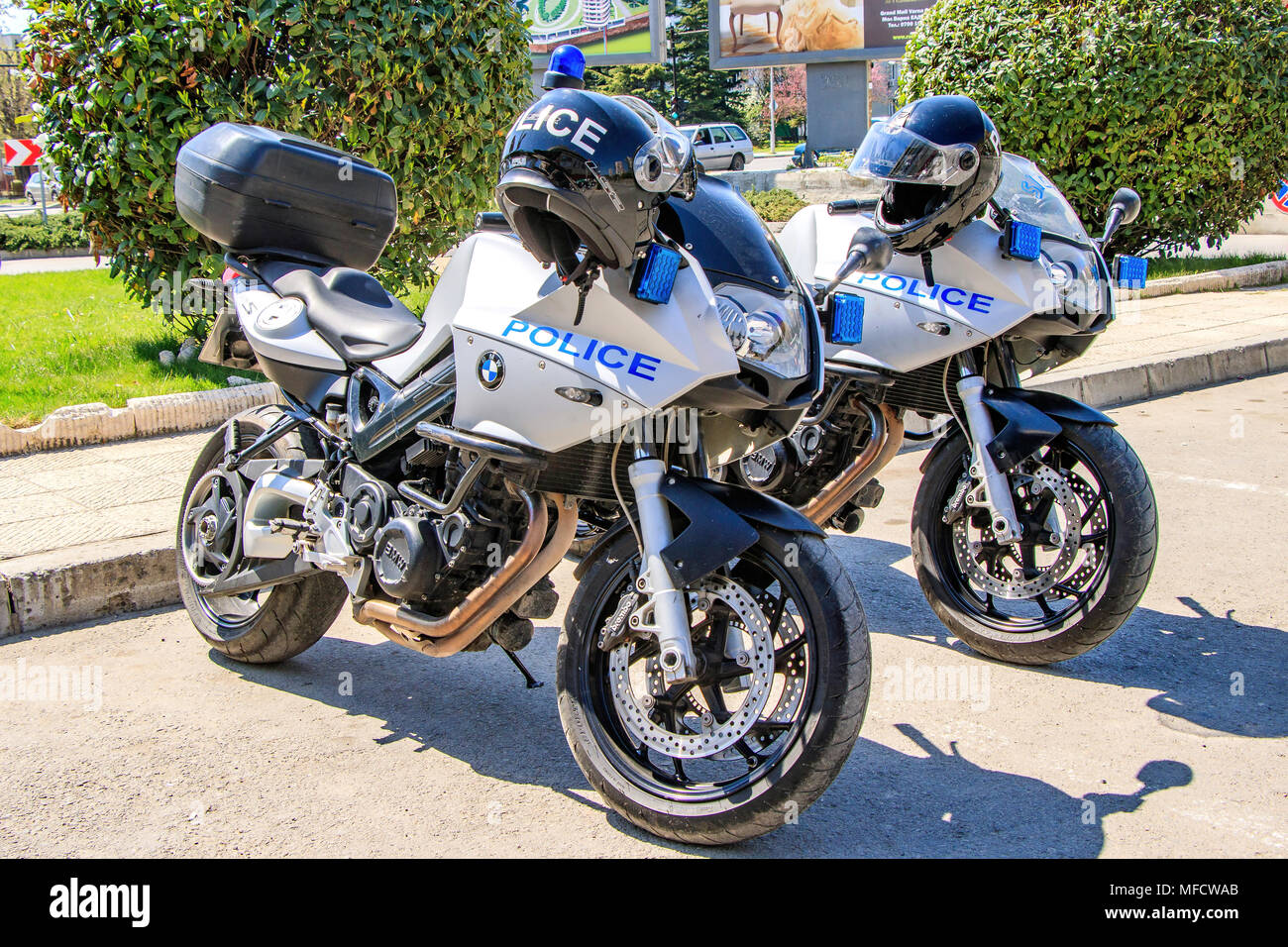 Patrouille de police motorcycles Bulgarie Varna 22.04.2018 Banque D'Images